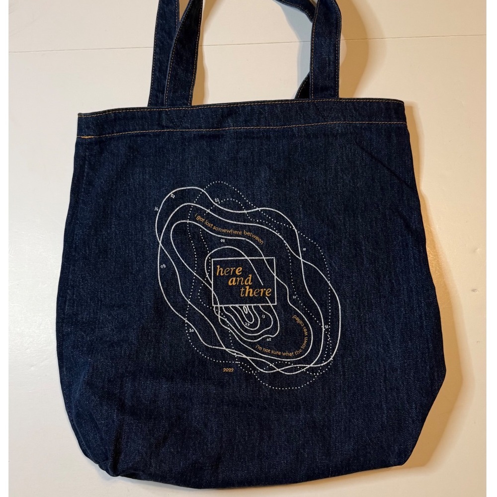 Levi's Tote Bag Blue Denim Here and There Topographic Map Shopper Bag